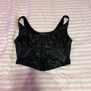 SHEIN Black Faux Leather Crop Top